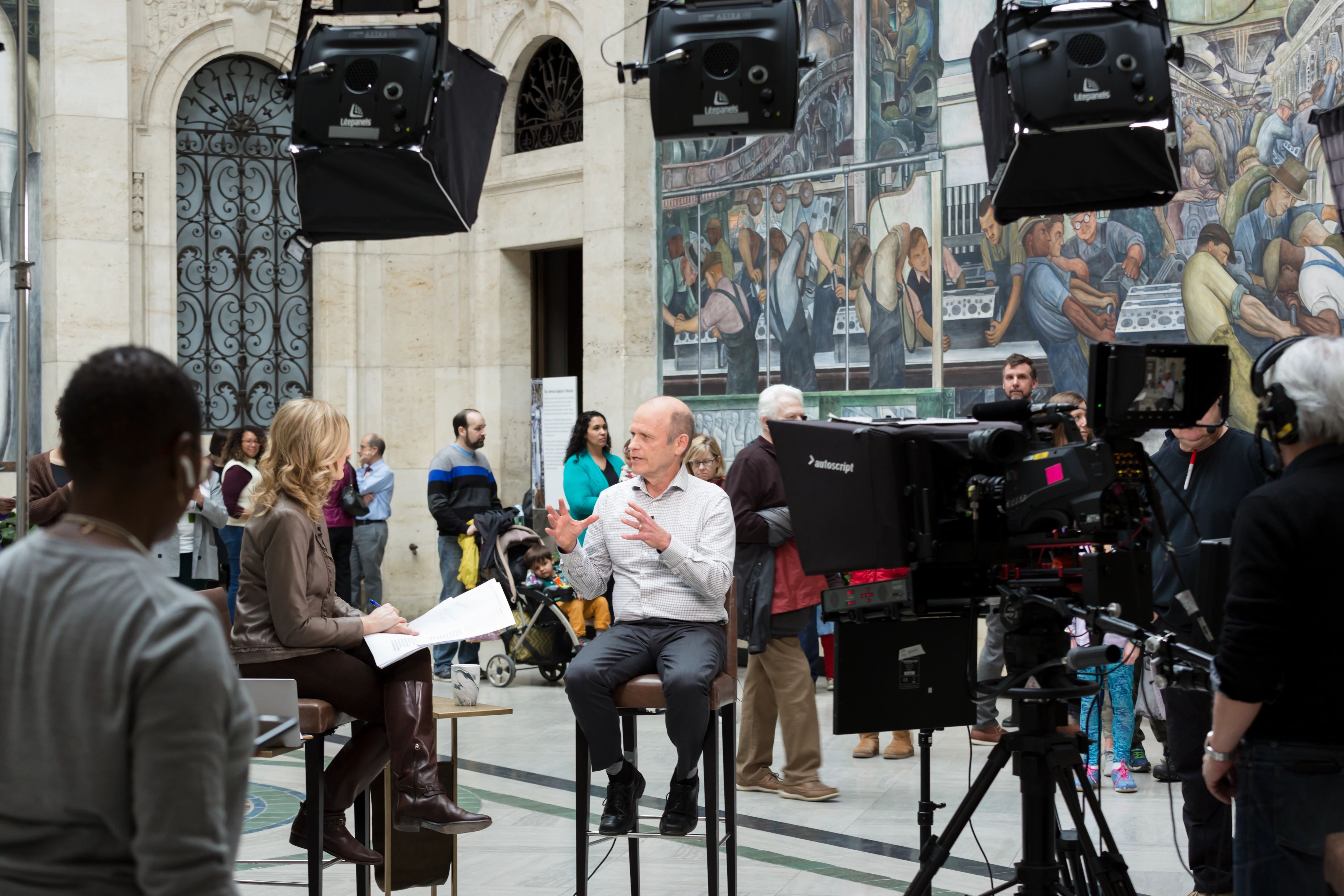 Television show filming in Rivera Court