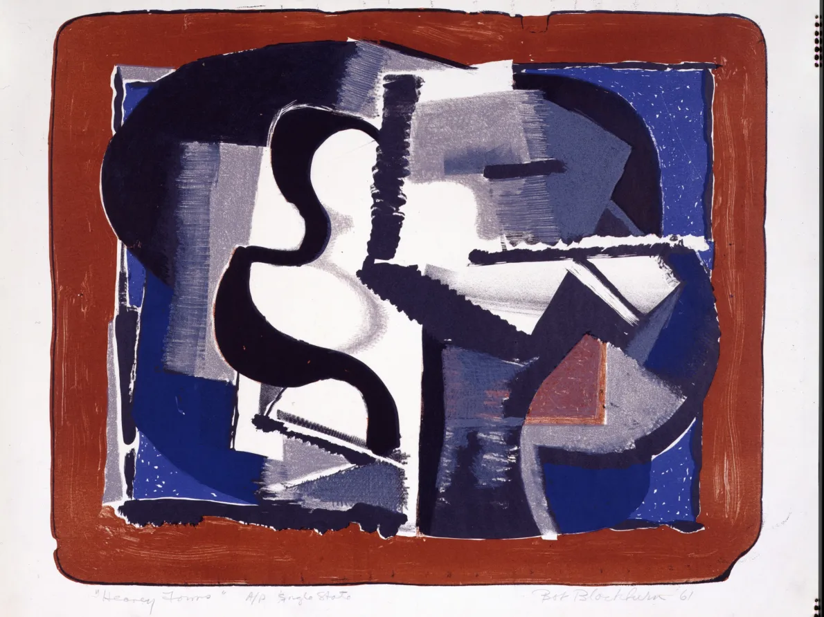 Robert Blackburn (American, 1920–2003). Heavy Forms, 1961. Color Lithograph; 15 ¾ x 19 ½ in. Courtesy of Wesley and Missy Cochran, The Cochran Collection. Photograph by Karl Peterson. © The Trust for Robert Blackburn. Used with permission.